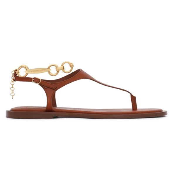 Zimmermann Shoes - Zimmermann Wild Thong with Gold Ankle Bracelet Pecan size 39